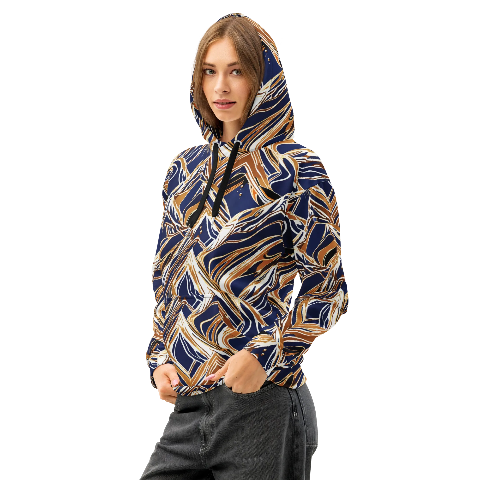 Saffron Tectonic on Cotton Hoodie — Left Front