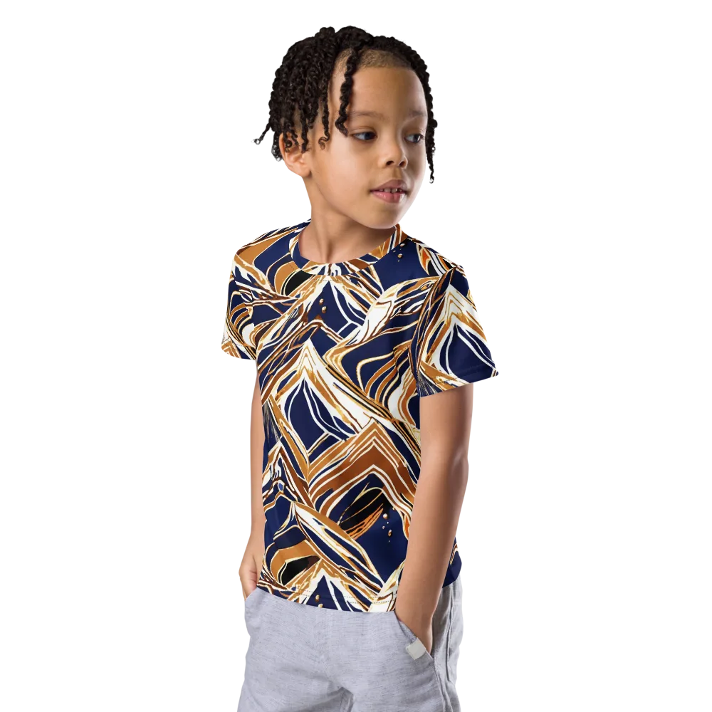 Saffron Tectonic on Kids Crew Neck T-Shirt — Left Front