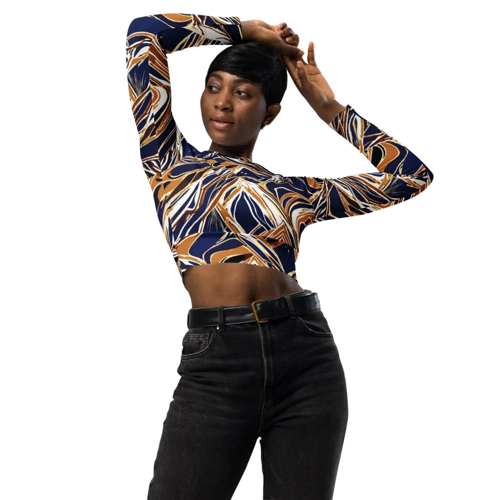 Saffron Tectonic on Long Sleeve Crop Top — Front