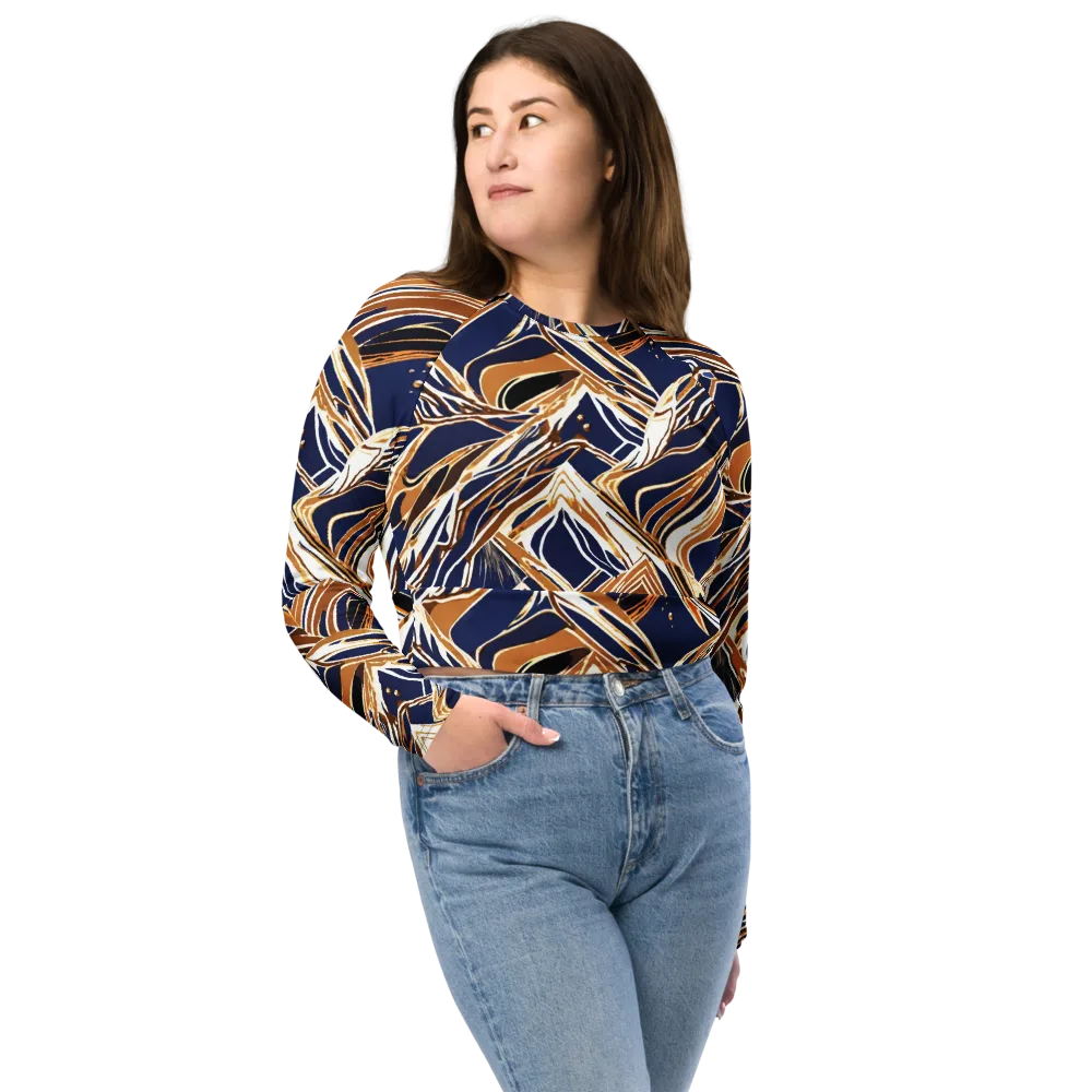 Saffron Tectonic on Long Sleeve Crop Top — Front