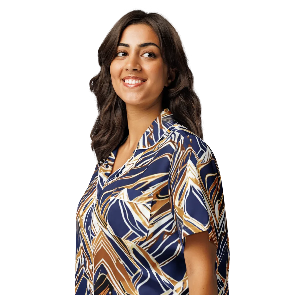 Saffron Tectonic on Women's Short Sleeve Pajama Top — Left Front