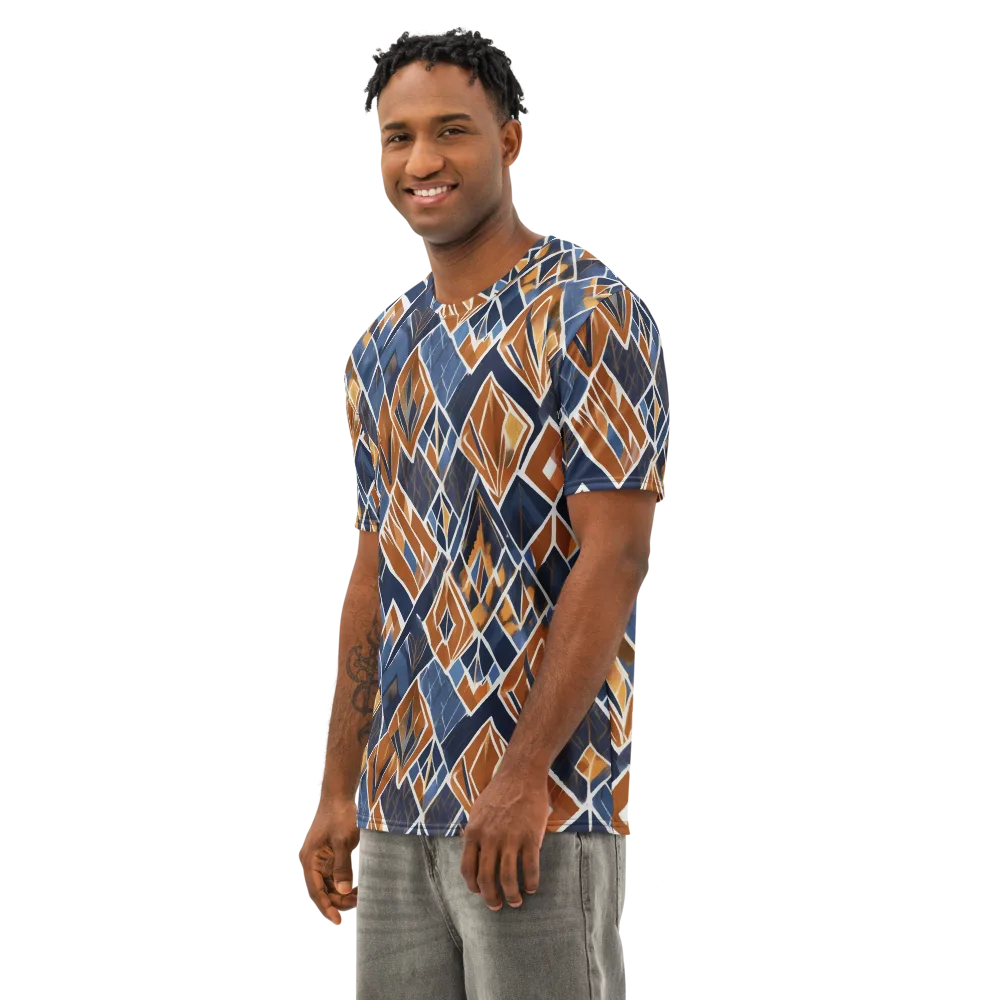 Indigo Ember on Men's Cotton Crew Neck T-Shirt — Left Front