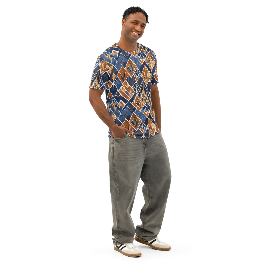 Indigo Ember on Men's Cotton Crew Neck T-Shirt — Right Front
