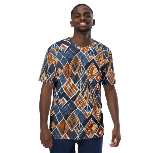 Indigo Ember on a Men's Crew Neck T-Shirt