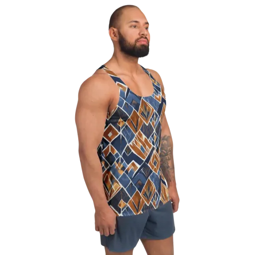 Indigo Ember on a Men's Tank Top