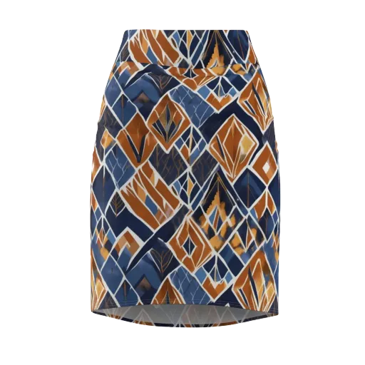 Indigo Ember on a Pencil Skirt