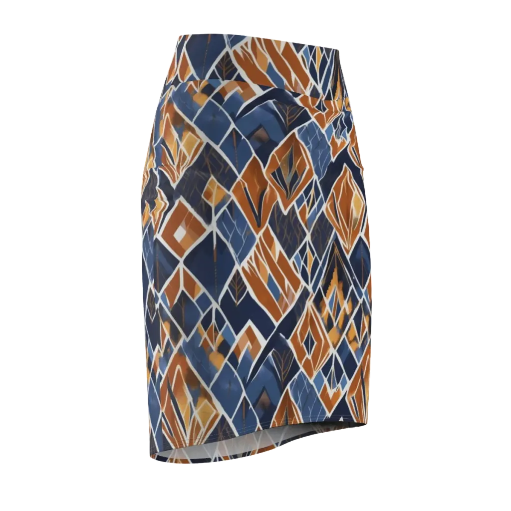 Indigo Ember on Pencil Skirt — Front Side