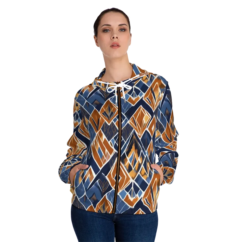 Indigo Ember on Women's Full-Zip Hoodie — Front On Person