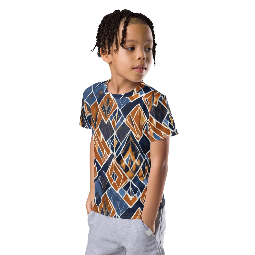 Indigo Ember on Kids Crew Neck T-Shirt — Left Front