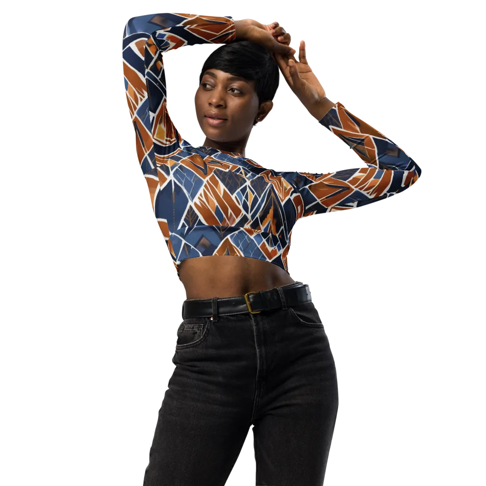 Indigo Ember on Long Sleeve Crop Top — Front