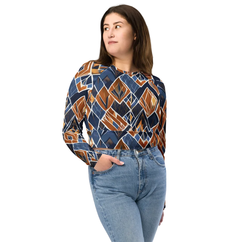 Indigo Ember on Long Sleeve Crop Top — Front