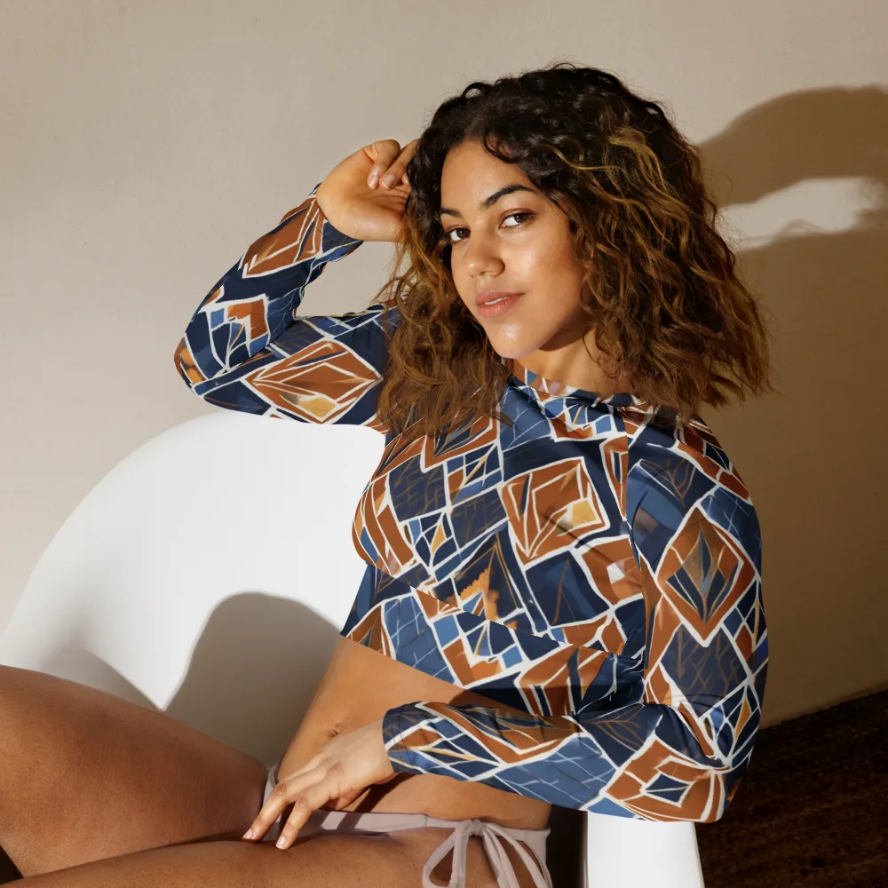Indigo Ember on Long Sleeve Crop Top — Left Front