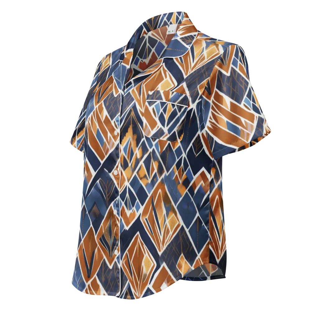 Indigo Ember on Women's Short Sleeve Pajama Top — Left Front