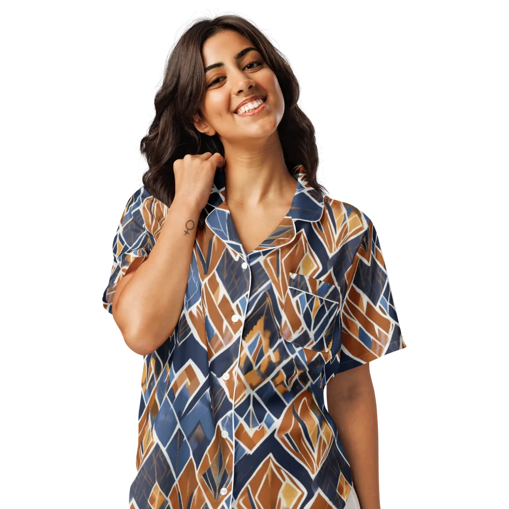 Indigo Ember on Women's Short Sleeve Pajama Top — Front