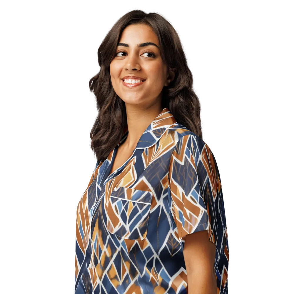 Indigo Ember on Women's Short Sleeve Pajama Top — Left Front