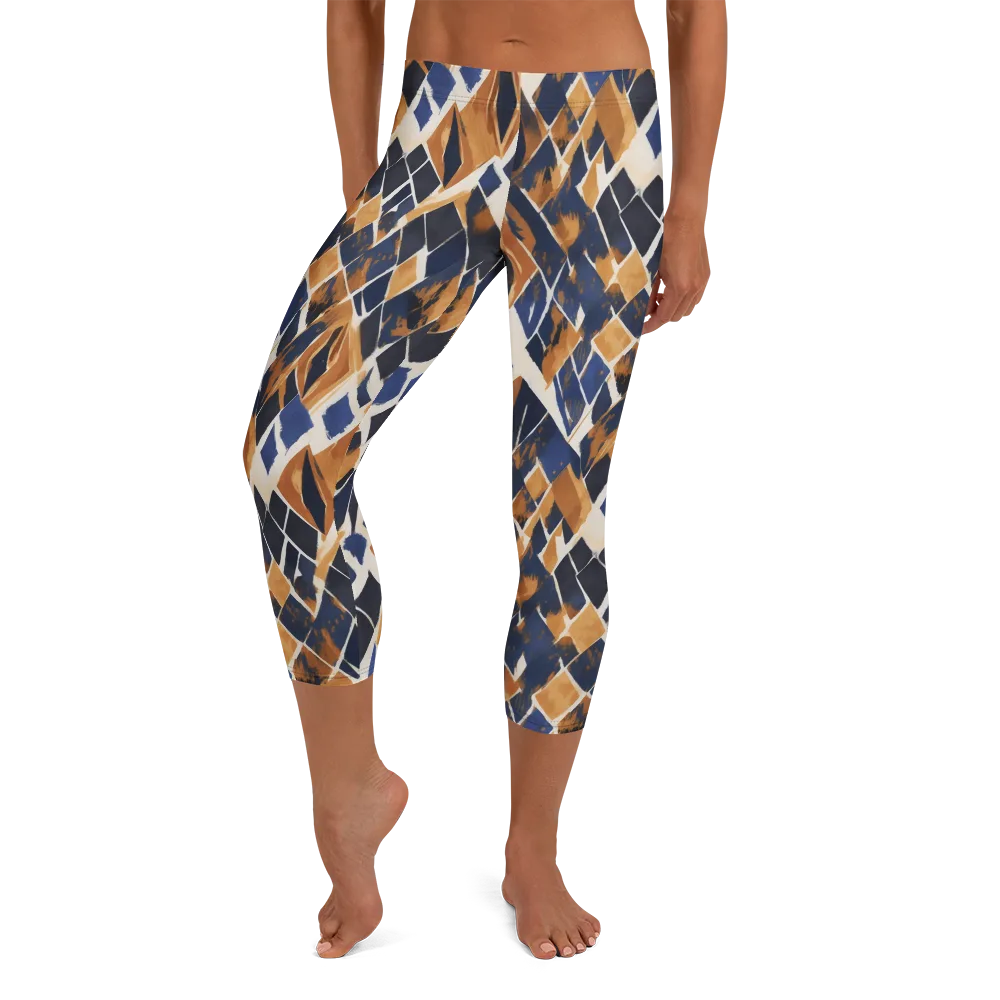 Cobalt Ember Argyle on Capri Leggings — Front