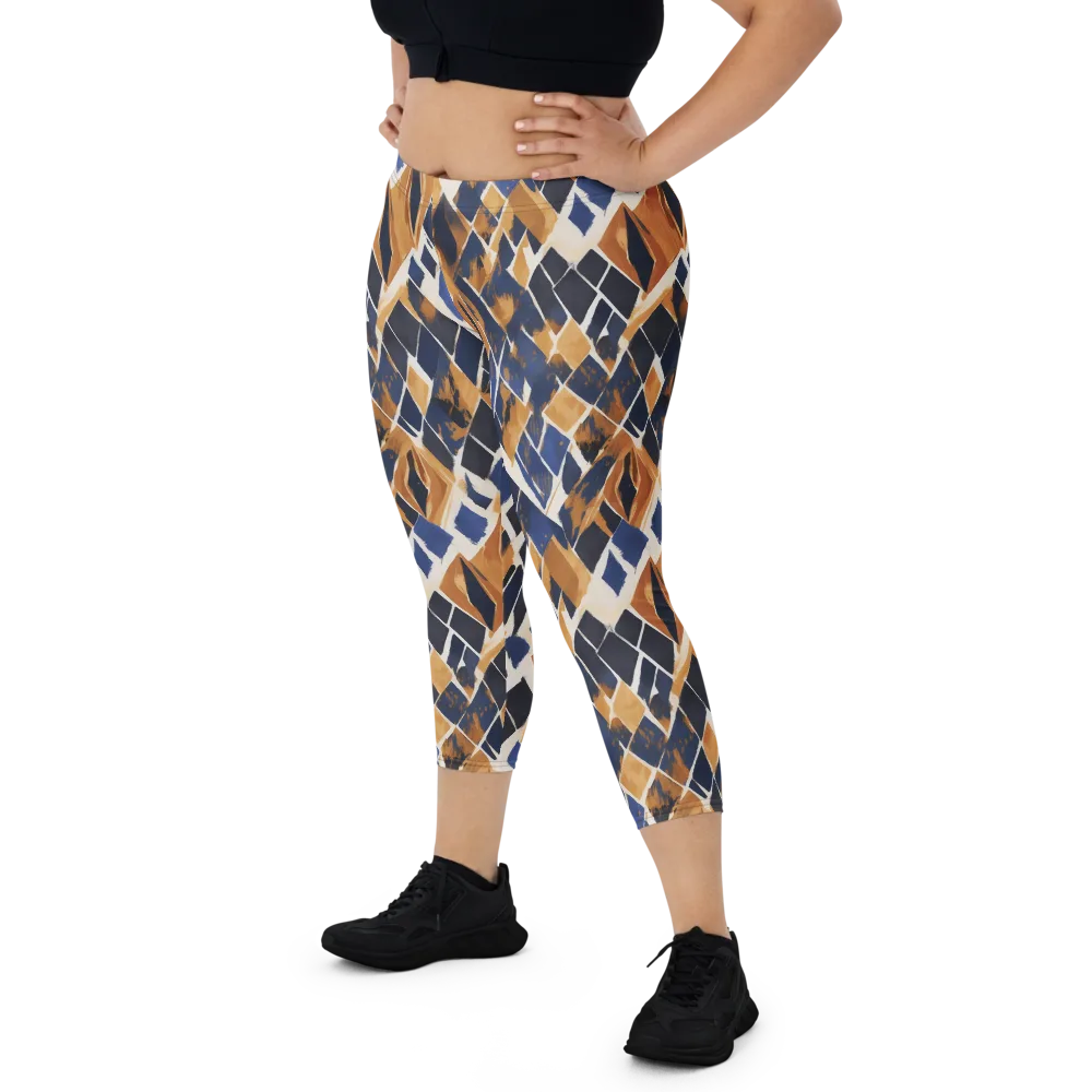 Cobalt Ember Argyle on Capri Leggings — Front