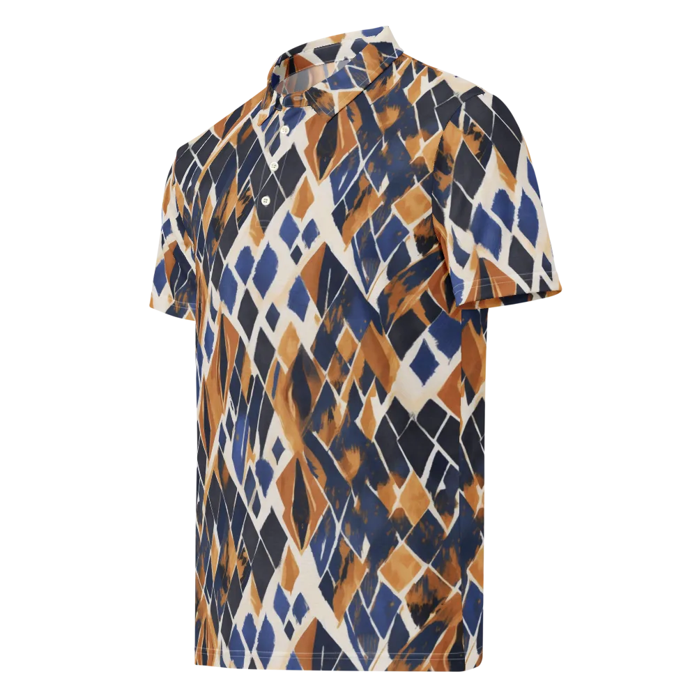 Cobalt Ember Argyle on Men's Slim Fit Polo Shirt — Left Front