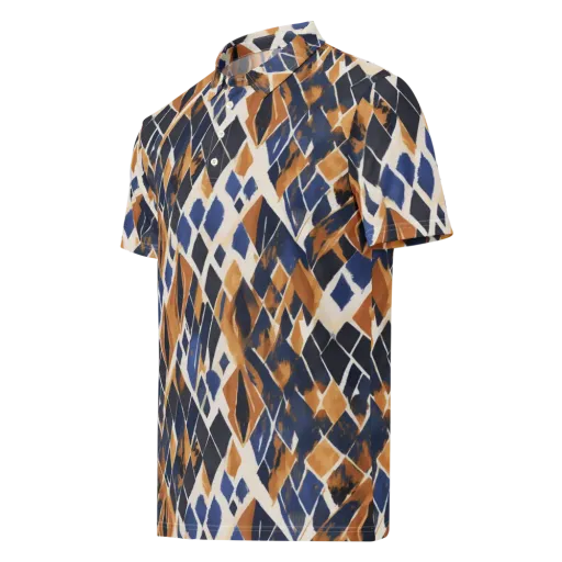 Cobalt Ember Argyle on a Men's Slim Fit Polo Shirt