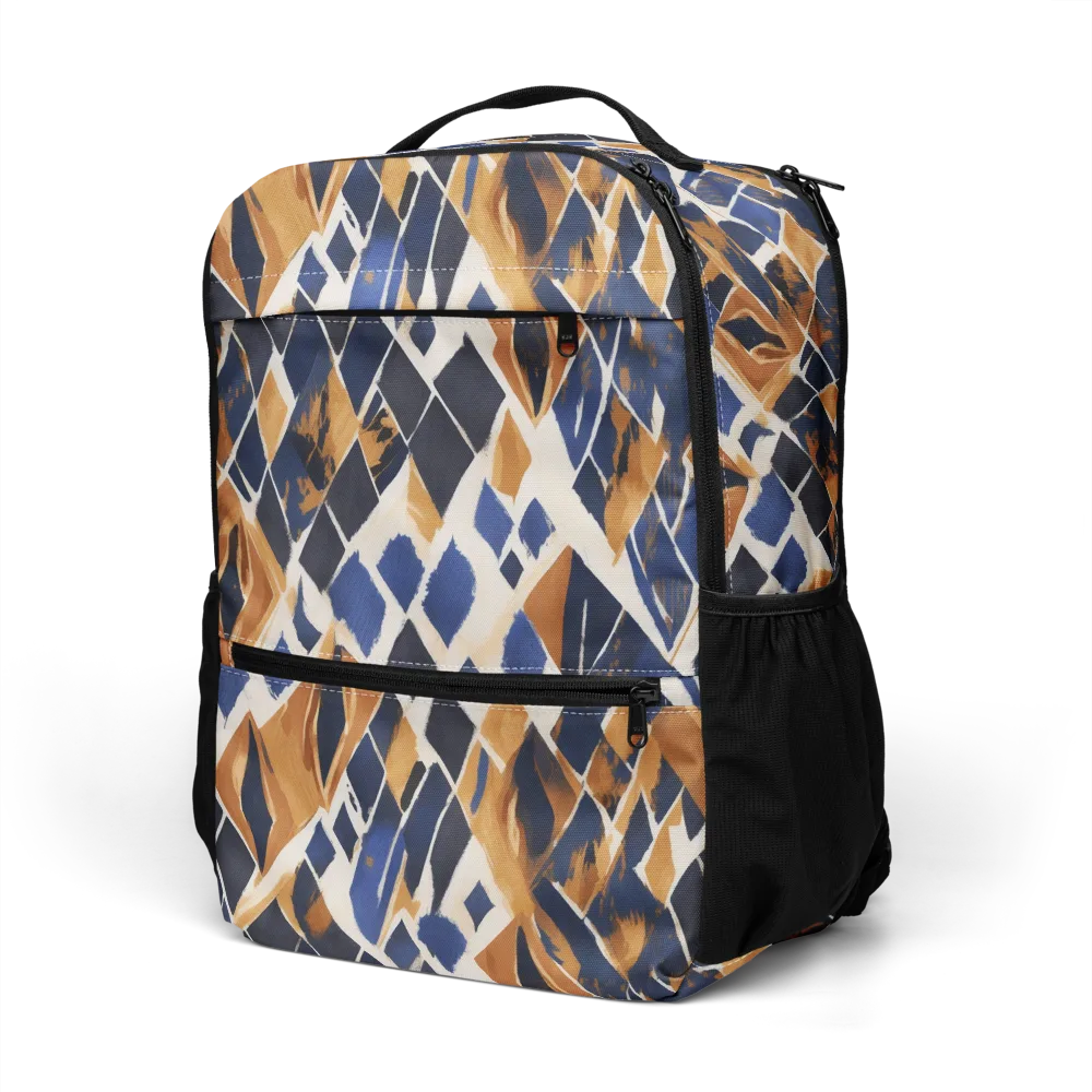 Cobalt Ember Argyle on Utility Backpack — Left Front