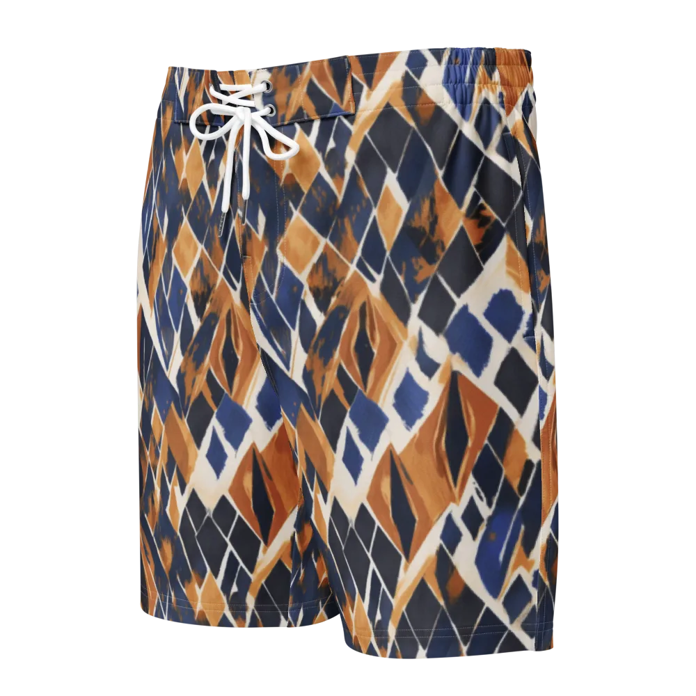 Cobalt Ember Argyle on Men's Board Shorts — Front