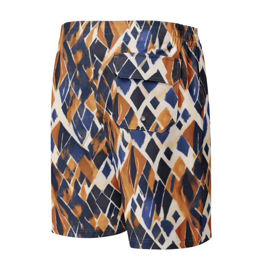 Cobalt Ember Argyle on Men's Board Shorts — Back