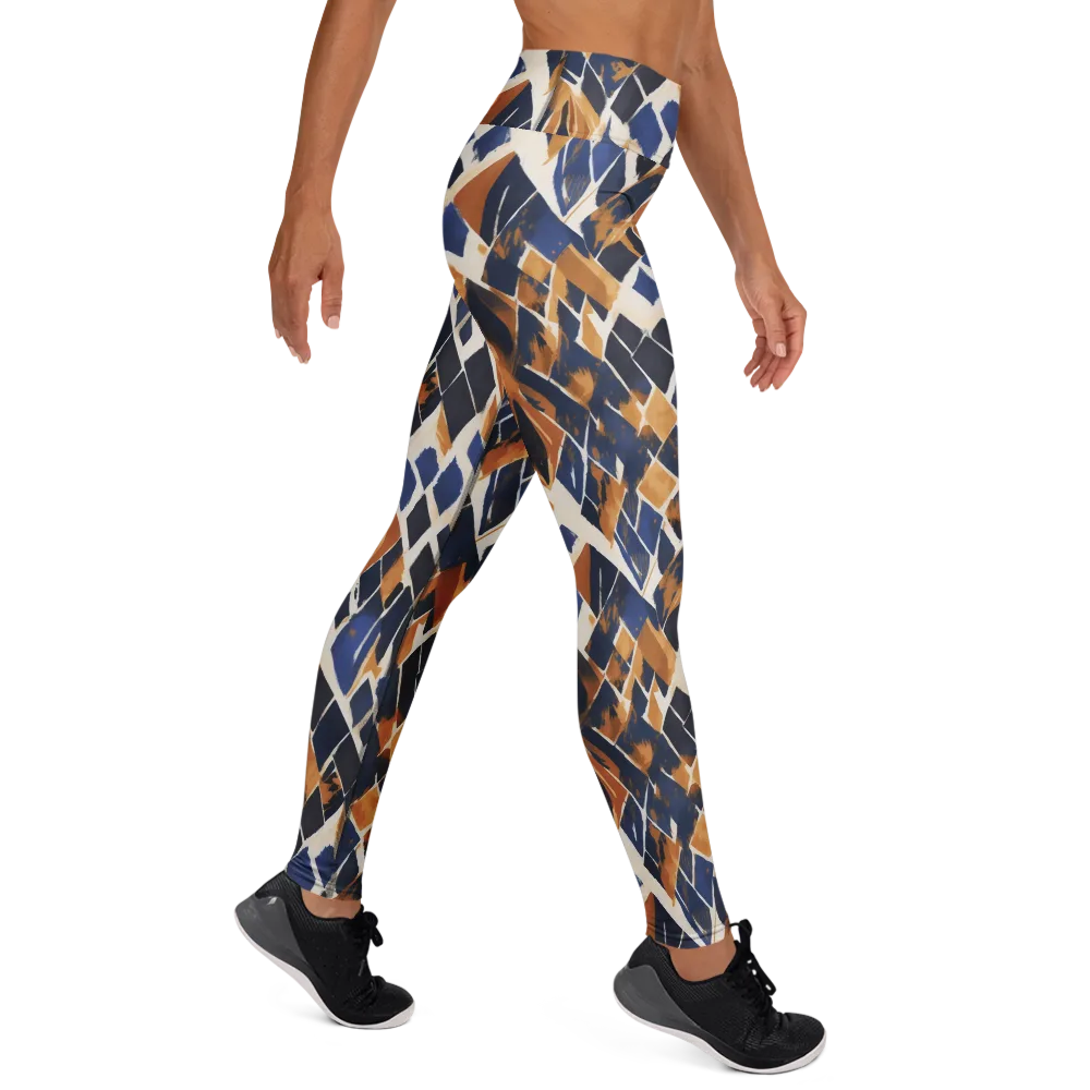 Cobalt Ember Argyle on Yoga Leggings — Right