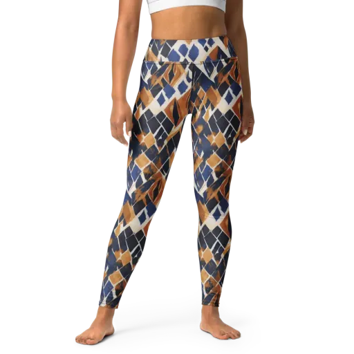 Cobalt Ember Argyle on a Yoga Leggings