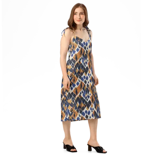 Cobalt Ember Argyle on a Slip Dress