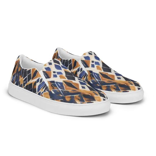 Cobalt Ember Argyle on a Men's Slip-On Canvas Shoes