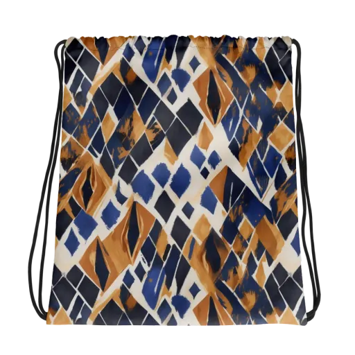 Cobalt Ember Argyle on a Drawstring Bag