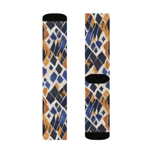 Cobalt Ember Argyle on a Socks