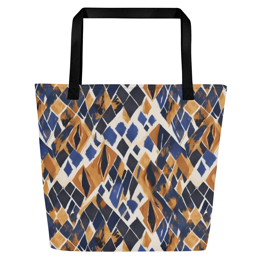 Cobalt Ember Argyle on Large Tote Bag W/ Pocket — Front