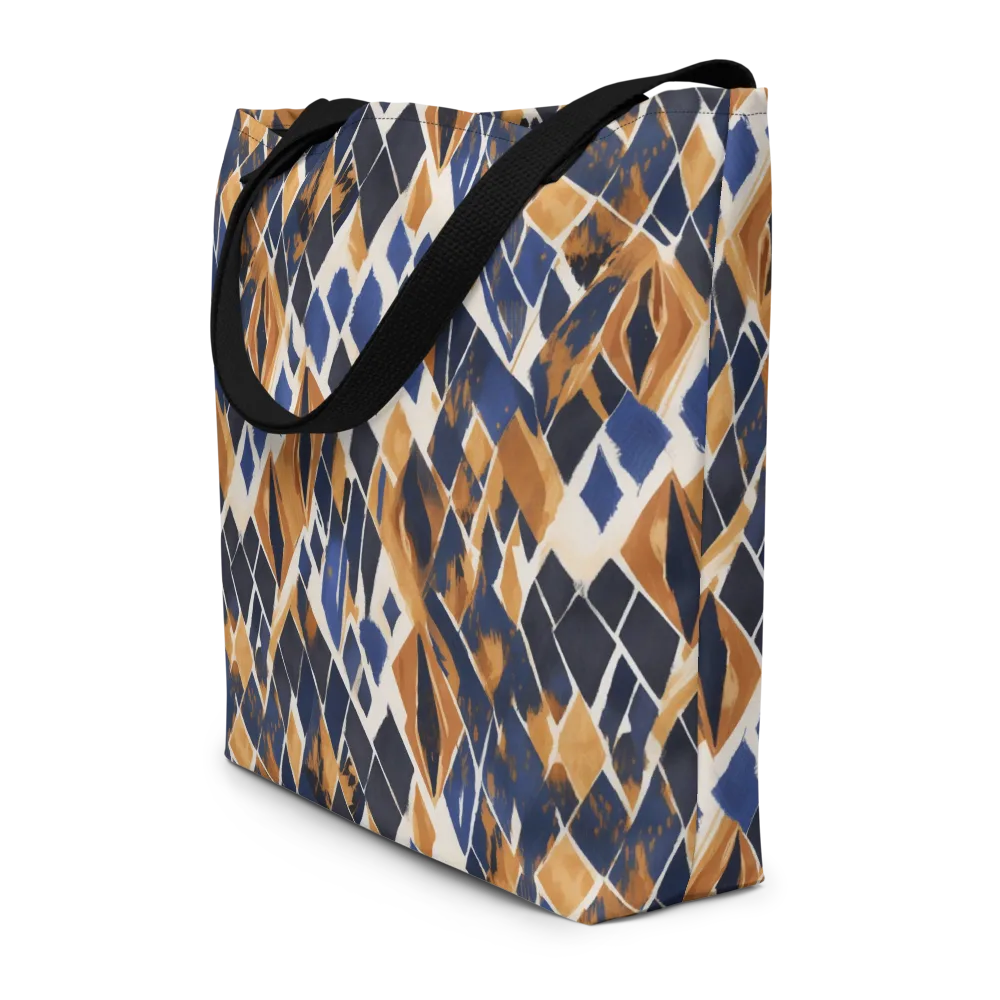 Cobalt Ember Argyle on Large Tote Bag W/ Pocket — Front