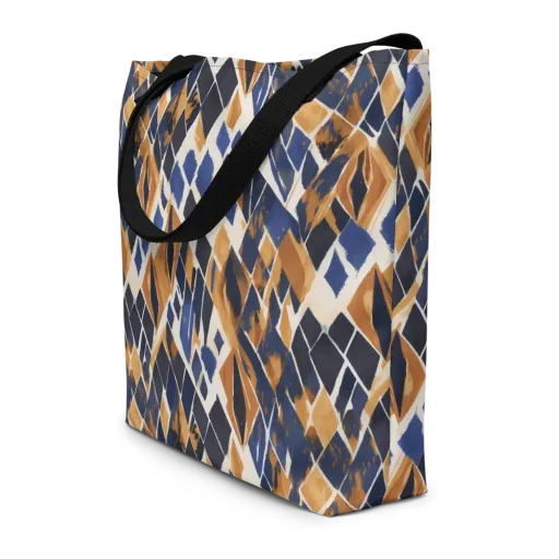 Cobalt Ember Argyle on a Large Tote Bag W/ Pocket