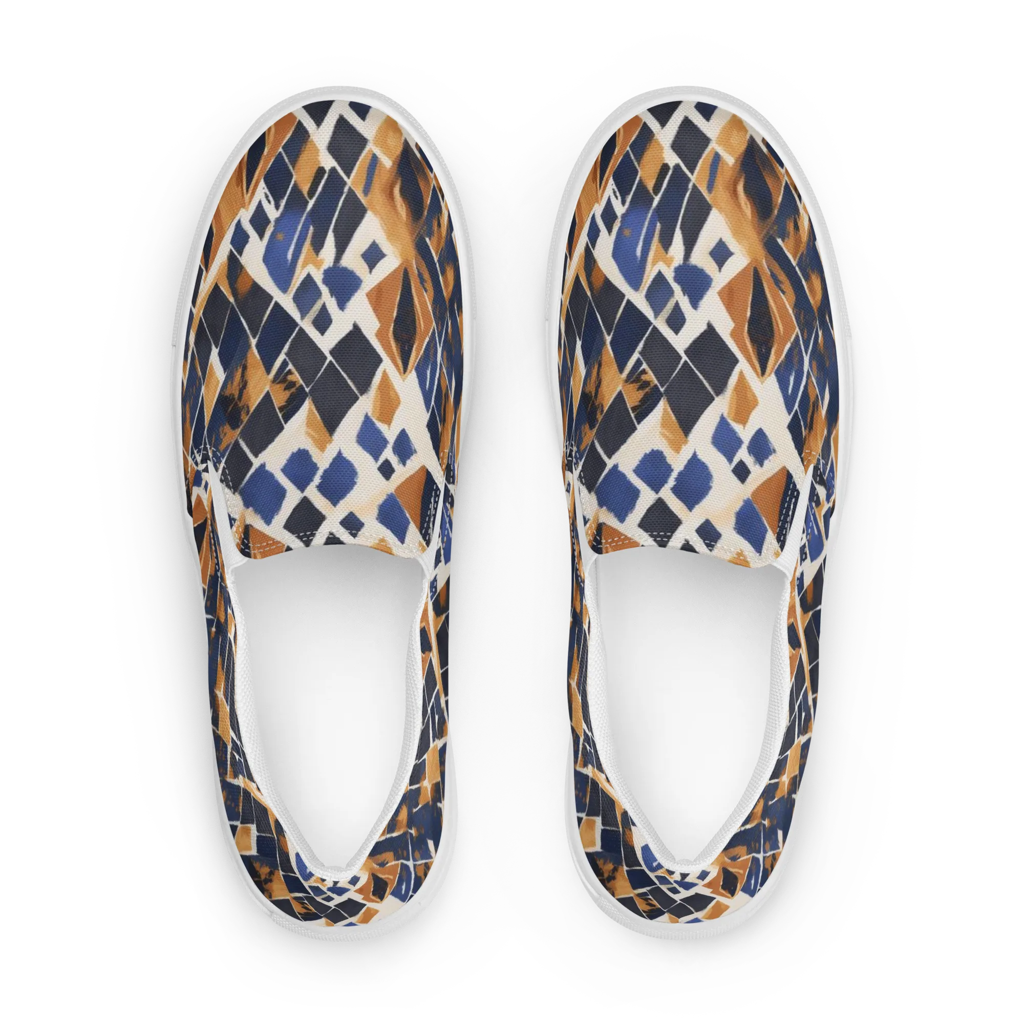 Cobalt Ember Argyle on Women's Slip-On Canvas Shoes — Front