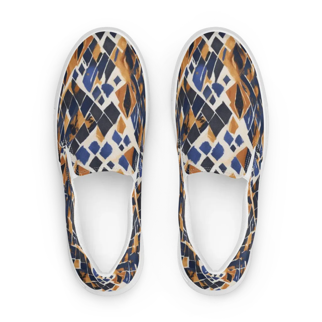 Cobalt Ember Argyle on Women's Slip-On Canvas Shoes — Front