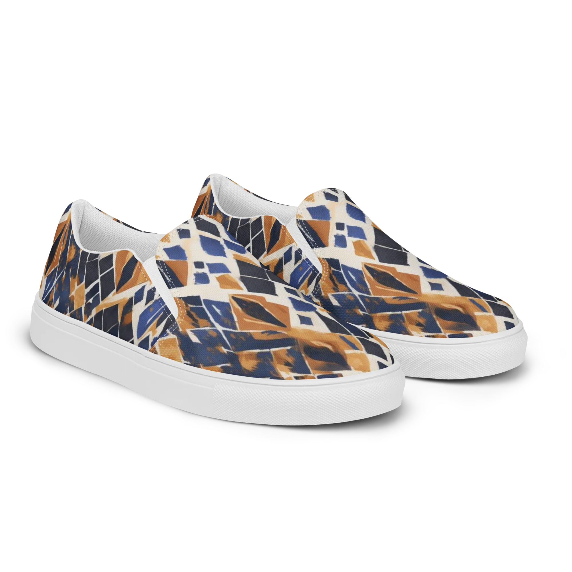 Cobalt Ember Argyle on Women's Slip-On Canvas Shoes — Right Front
