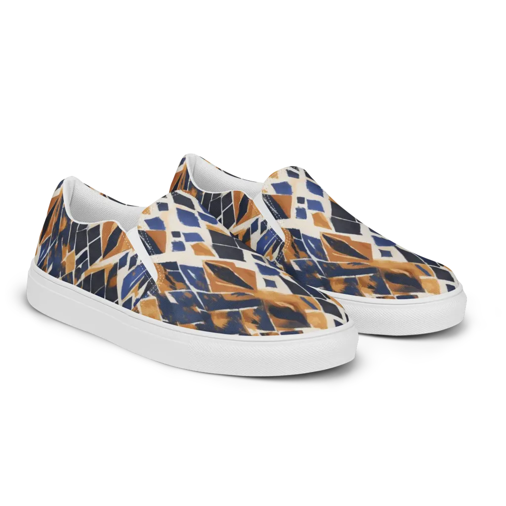 Cobalt Ember Argyle on Women's Slip-On Canvas Shoes — Right Front