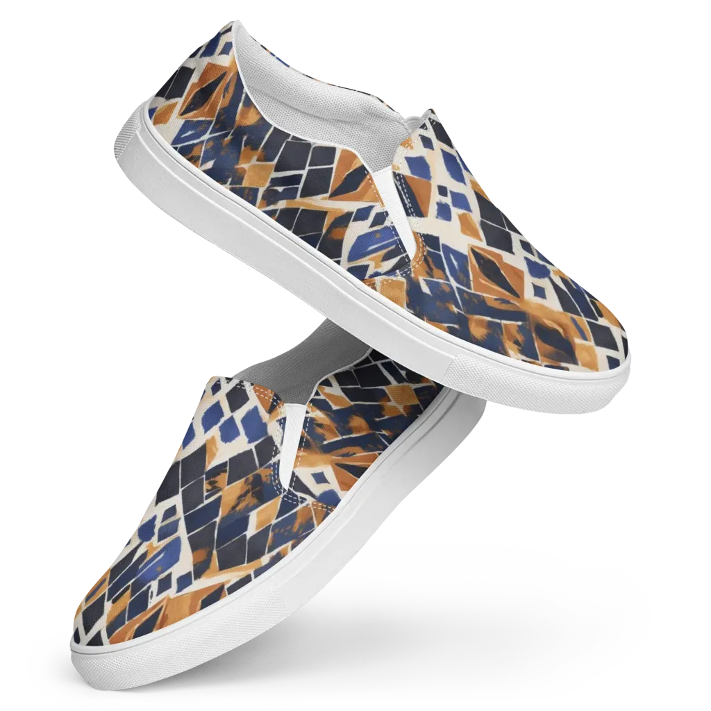 Cobalt Ember Argyle on Women's Slip-On Canvas Shoes — Front