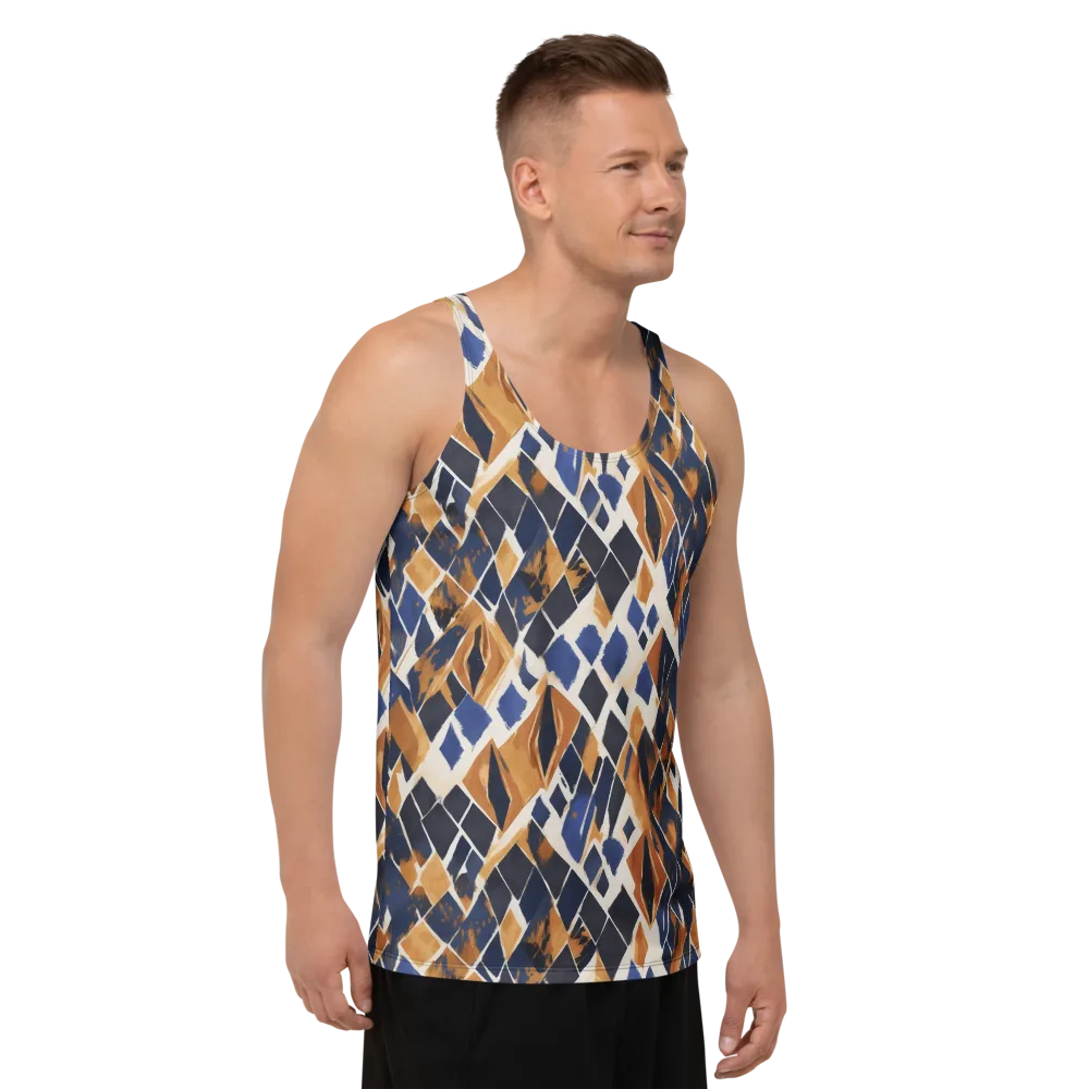 Cobalt Ember Argyle on Men's Tank Top — Right Front