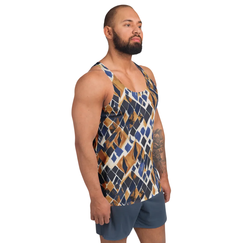 Cobalt Ember Argyle on Men's Tank Top — Right Front