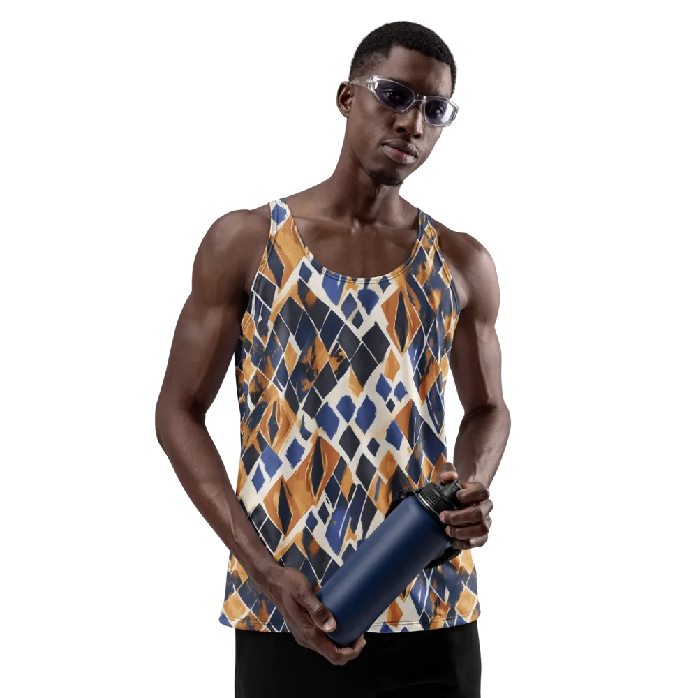 Cobalt Ember Argyle on Men's Tank Top — Front