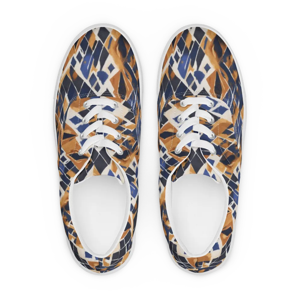 Cobalt Ember Argyle on Men's Lace-Up Canvas Shoes — Front