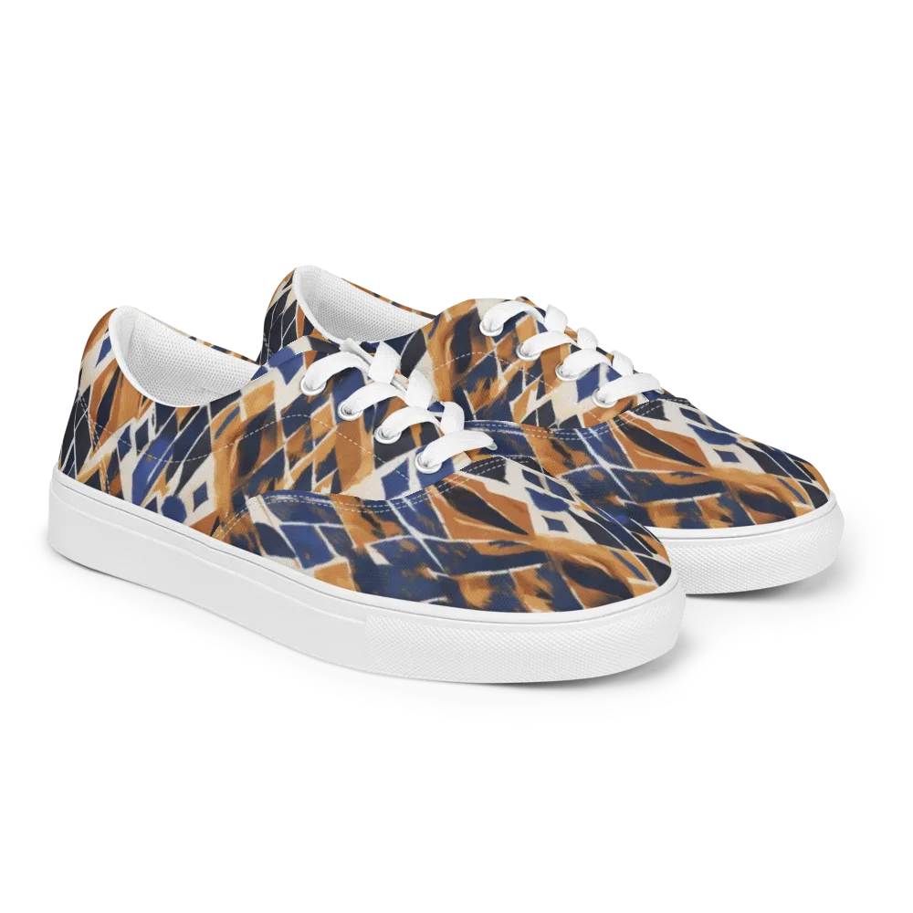 Cobalt Ember Argyle on Men's Lace-Up Canvas Shoes — Right Front