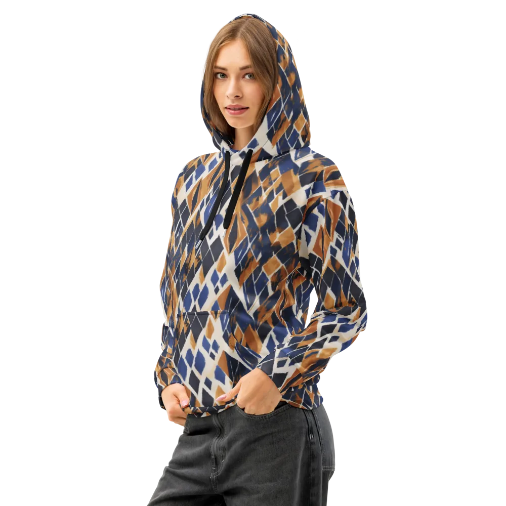 Cobalt Ember Argyle on Cotton Hoodie — Left Front