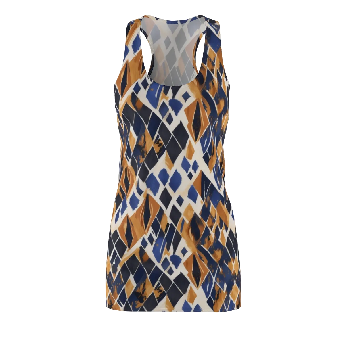 Cobalt Ember Argyle on Racerback Dress — Front