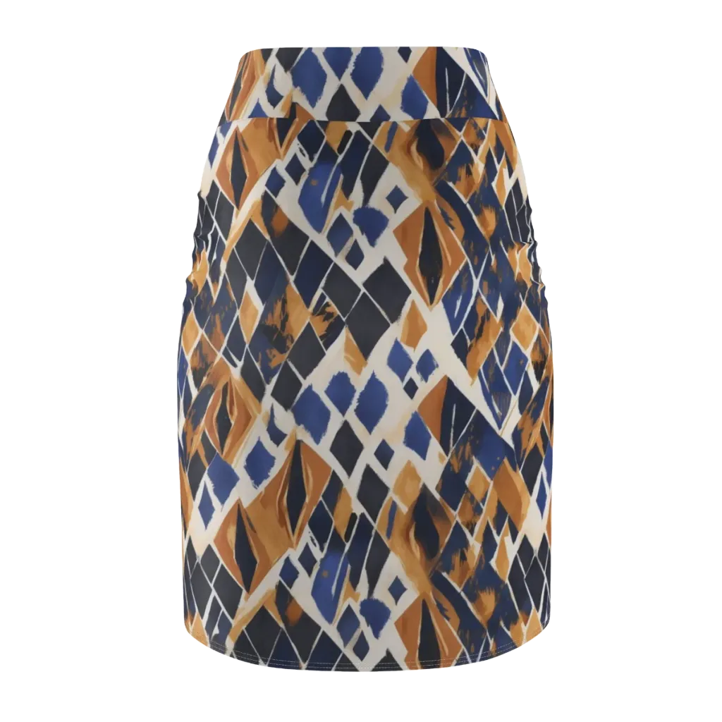 Cobalt Ember Argyle on Pencil Skirt — Back