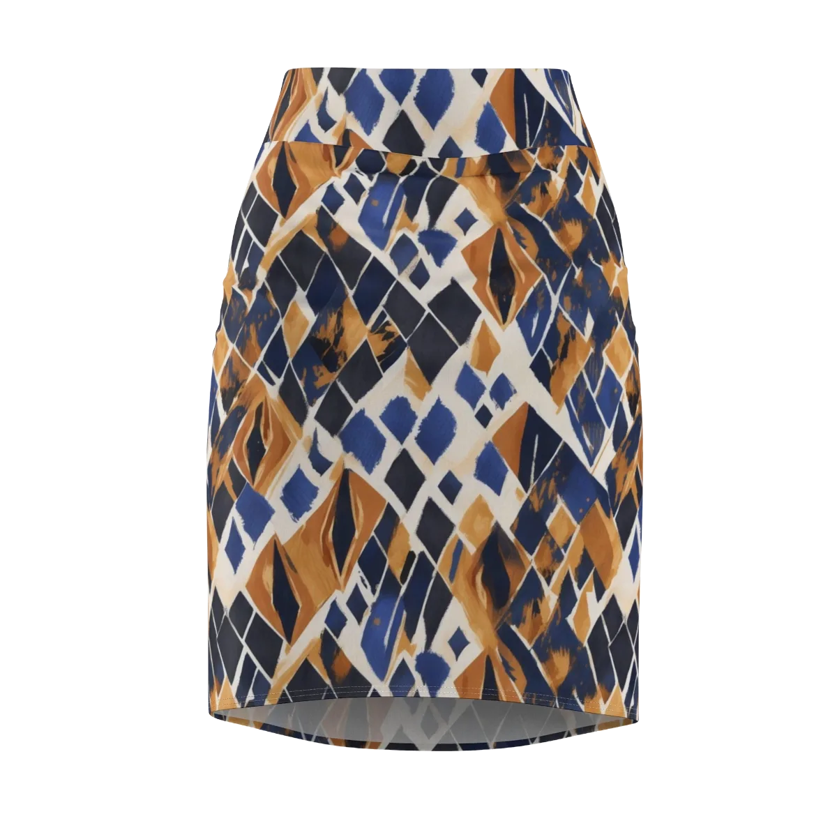Cobalt Ember Argyle on Pencil Skirt — Front