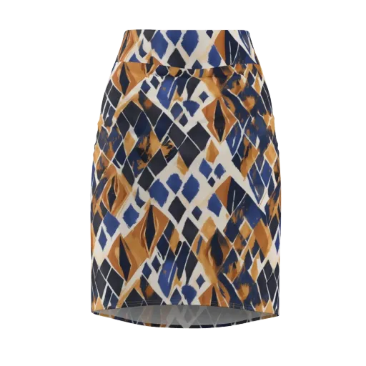 Cobalt Ember Argyle on a Pencil Skirt